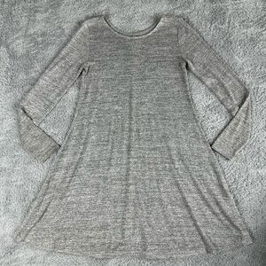 Gap Women's Long Sleeve Fit and Flare Dress XS Grey High Neck Jersey Knit